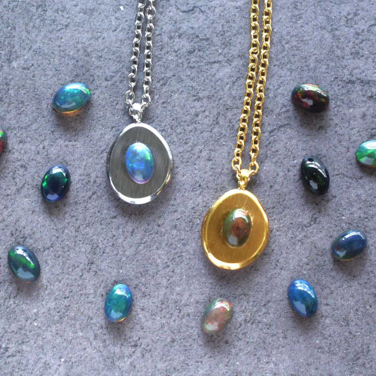 画像7: 秋の新作【選べる】銀河惑星　ブラックオパール　カボション　コイン　サージカルステンレスネックレス  (7)