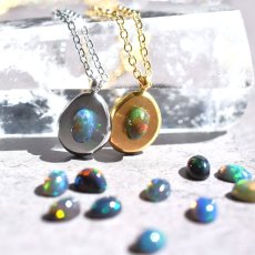 画像1: 秋の新作【選べる】銀河惑星　ブラックオパール　カボション　コイン　サージカルステンレスネックレス  (1)