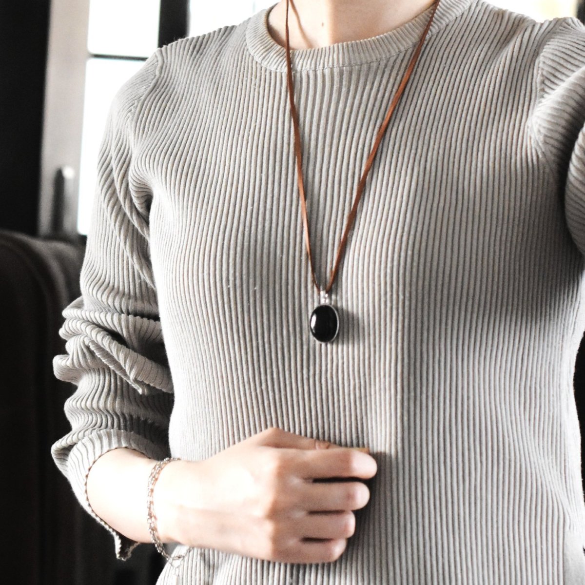 画像15: 秋の新作【数量限定・残り9】超大粒　チベット産モリオン(黒水晶）　サージカルステンレス　ロングネックレス  (15)