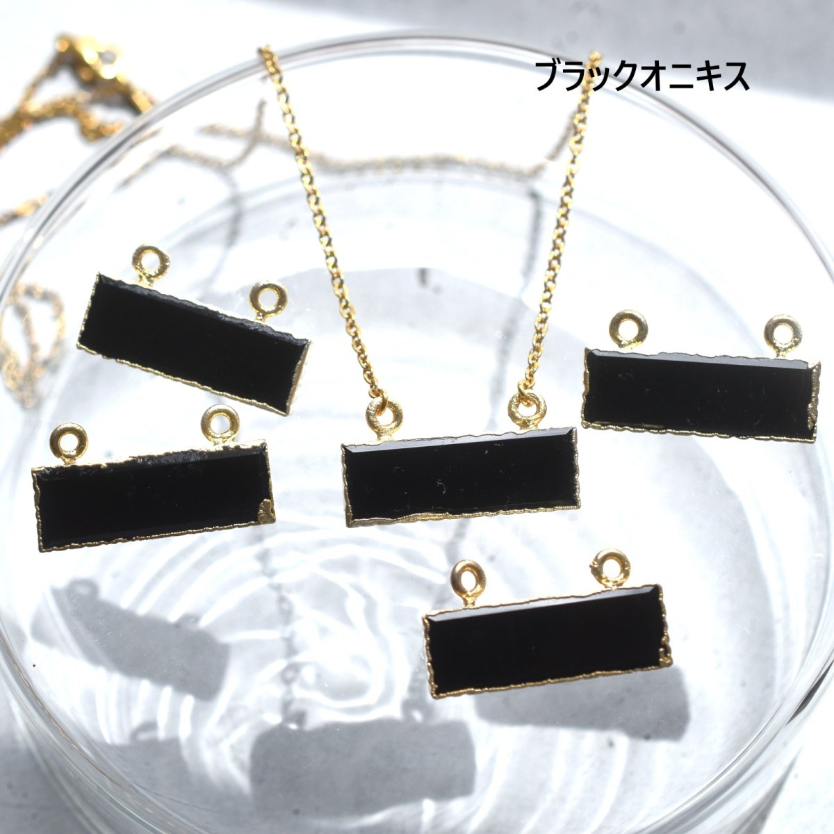 画像4: 秋の新作【選べる・数量限定】個性派　レクタングル　オニキス　ブラック/グリーン　サージカルステンレスネックレス  (4)