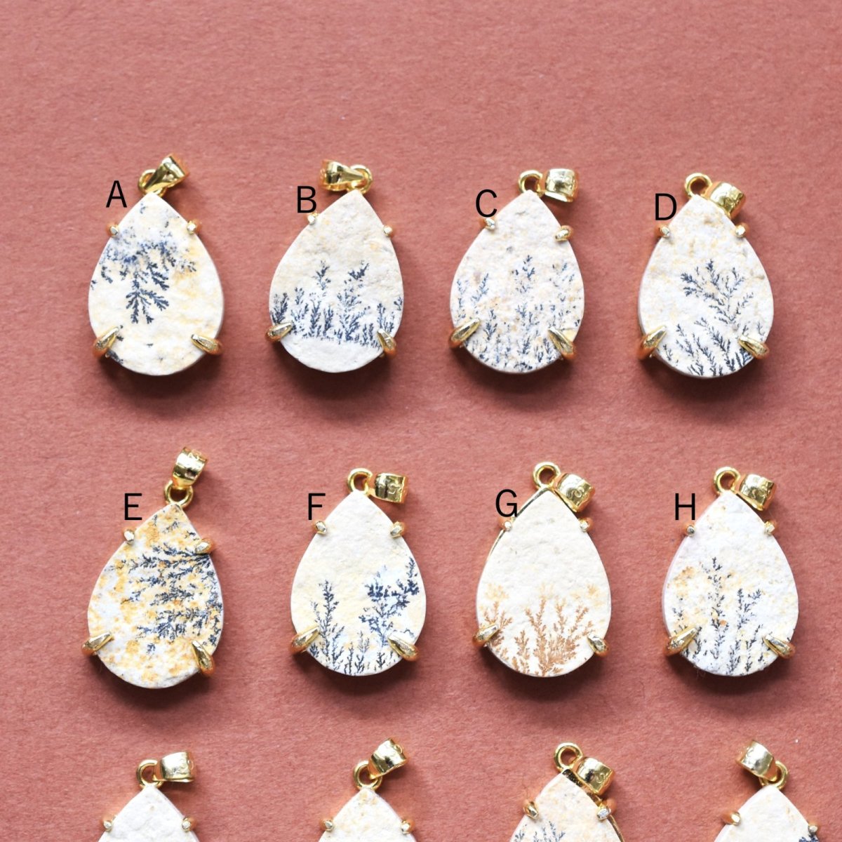 画像3: 新粒追加!【選べる・各限定1】枝葉模様!希少石 デンドリティック ジャスパー ティア サージカルステンレスネックレス50cm (3)