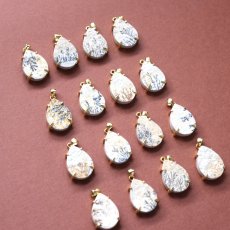 画像1: 新粒追加!【選べる・各限定1】枝葉模様!希少石 デンドリティック ジャスパー ティア サージカルステンレスネックレス50cm (1)