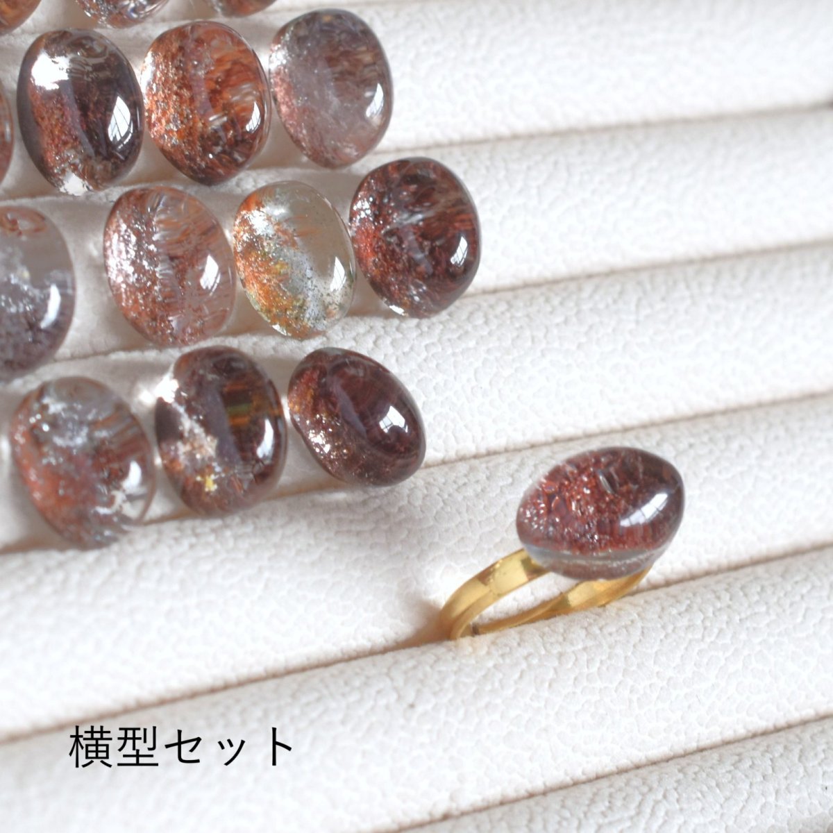 画像10: 秋の新作【選べる・12号〜】紅葉　ガーデンクォーツ　庭園クォーツ　サージカルステンレスリング(指輪）  (10)