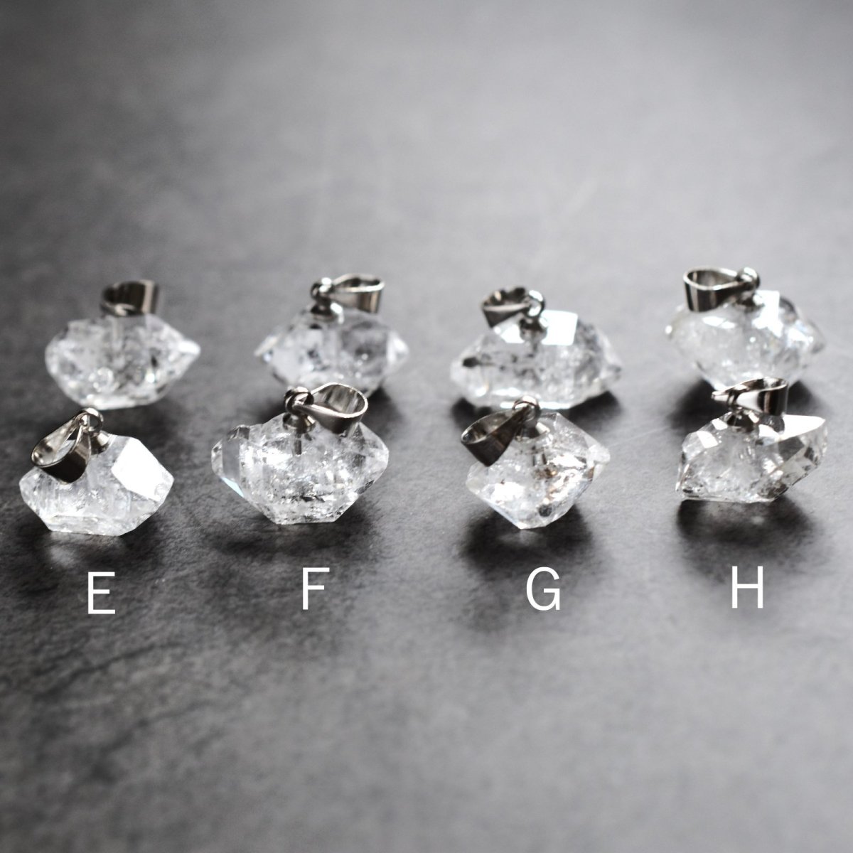 画像3:  秋の新作【選べる数量限定】大粒　横型　ハーキマーダイヤモンド　クォーツ　シルバー　サージカルステンレスネックレス40cm  (3)