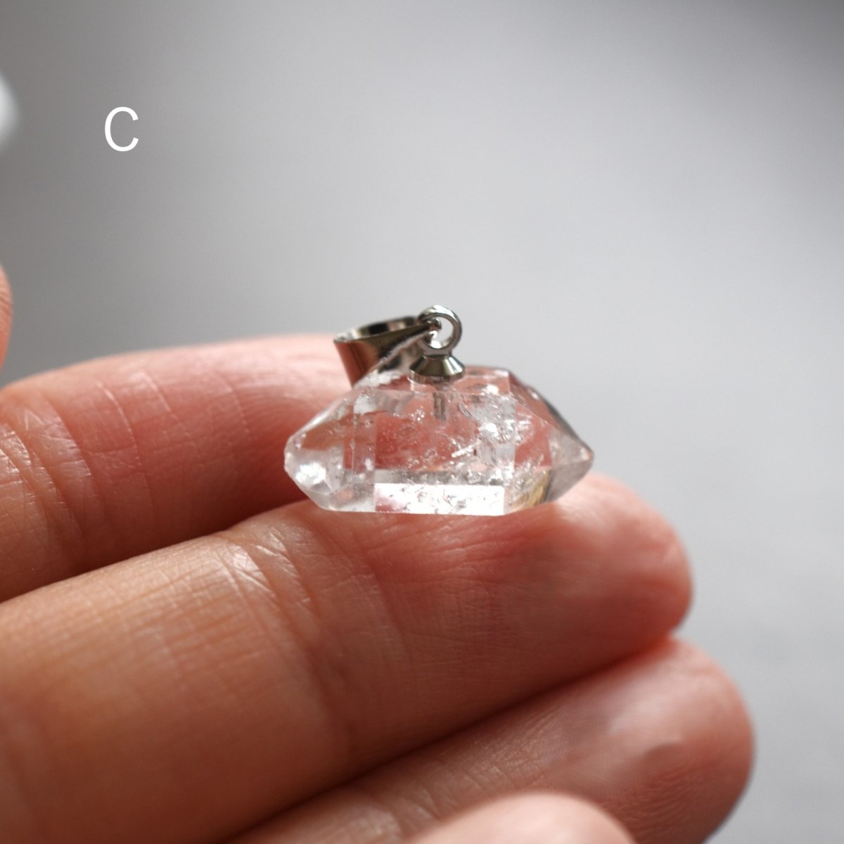 画像11:  秋の新作【選べる数量限定】大粒　横型　ハーキマーダイヤモンド　クォーツ　シルバー　サージカルステンレスネックレス40cm  (11)