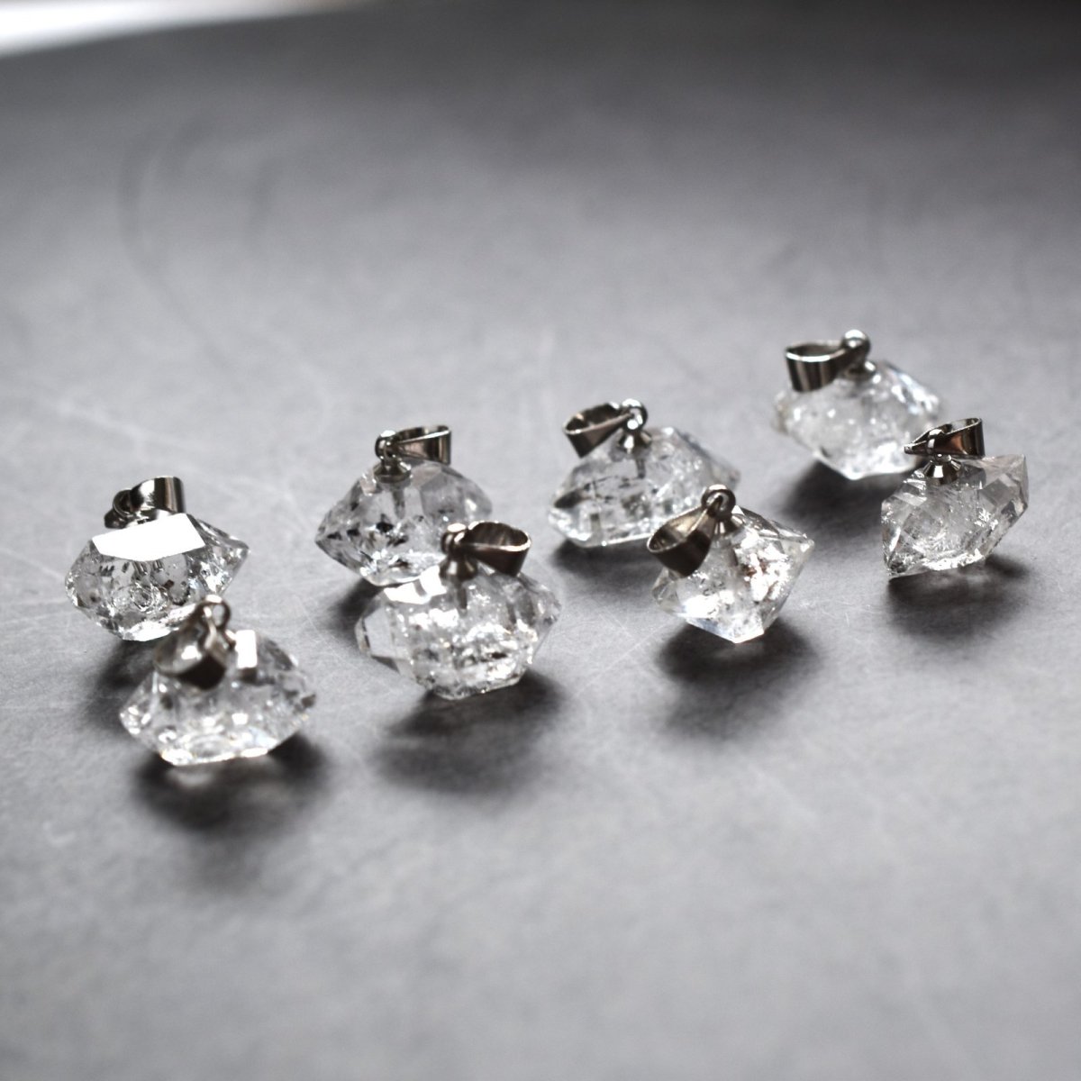 画像5:  秋の新作【選べる数量限定】大粒　横型　ハーキマーダイヤモンド　クォーツ　シルバー　サージカルステンレスネックレス40cm  (5)