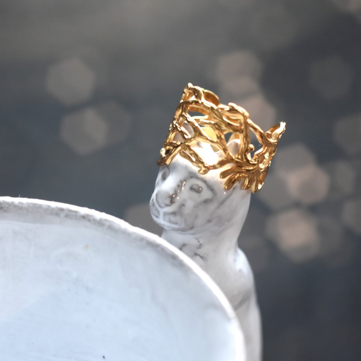 画像8: 秋の新作【金属アレルギー対応・フリーサイズ】クラウン小枝　サージカルカルステンレスリング(指輪・イヤーカフ）  (8)