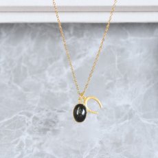 画像3:  冬の新作【数量限定・５点】希少石　グリーンマイカ　カボション　馬蹄チャーム付き　サージカルステンレスネックレス40cm  (3)