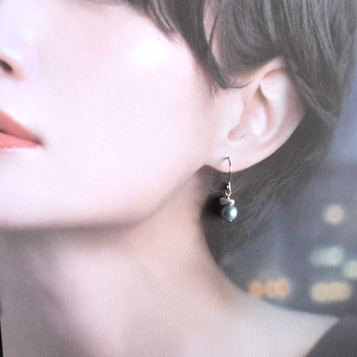 画像10: 【選べる】一粒　カラー　淡水パール　メタルビーズ　サージカルステンレスピアス  (10)