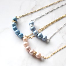 画像4: 【選べる】5粒　淡水パール　ライン　サージカルステンレスネックレス40cm  (4)