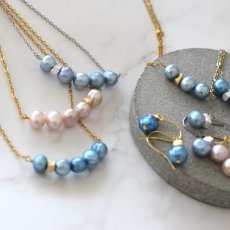 画像11: 【選べる】5粒　淡水パール　ライン　サージカルステンレスネックレス40cm  (11)