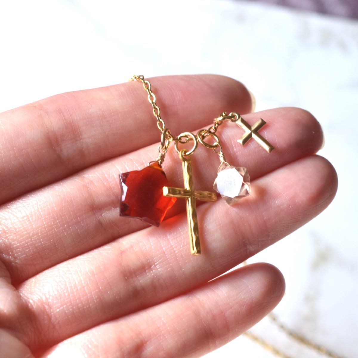 画像6: クリスマス限定【数量限定・選べる】聖なる夜　スターカット　カラークォーツ　チャーム　サージカルステンレスネックレス  (6)