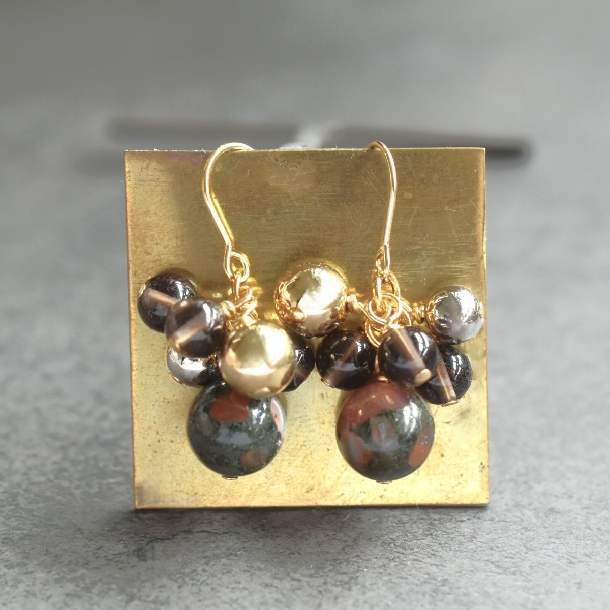 画像9: 冬の新作【選べる】希少石　ナンホーン瑪瑙　オーナメント風　メタルボール　サージカルステンレスピアス  (9)