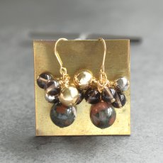 画像9: 冬の新作【選べる】希少石　ナンホーン瑪瑙　オーナメント風　メタルボール　サージカルステンレスピアス  (9)