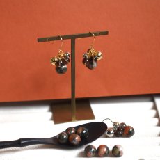 画像3: 冬の新作【選べる】希少石　ナンホーン瑪瑙　オーナメント風　メタルボール　サージカルステンレスピアス  (3)