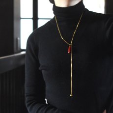 画像12: 新作【数量限定】ブラッドオレンジカーネリアン　Y字　サージカルステンレス　ロングネックレス（シルバー・ゴールド） (12)