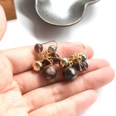 画像11: 冬の新作【選べる】希少石　ナンホーン瑪瑙　オーナメント風　メタルボール　サージカルステンレスピアス  (11)