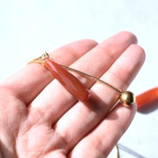画像9: 新作【数量限定】ブラッドオレンジカーネリアン　Y字　サージカルステンレス　ロングネックレス（シルバー・ゴールド） (9)