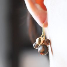 画像2: 冬の新作【選べる】希少石　ナンホーン瑪瑙　オーナメント風　メタルボール　サージカルステンレスピアス  (2)