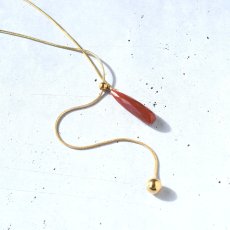 画像7: 新作【数量限定】ブラッドオレンジカーネリアン　Y字　サージカルステンレス　ロングネックレス（シルバー・ゴールド） (7)