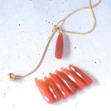 画像6: 新作【数量限定】ブラッドオレンジカーネリアン　Y字　サージカルステンレス　ロングネックレス（シルバー・ゴールド） (6)