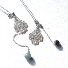 画像1: 冬の新作【選べる】シャンデリアレース　スライド式　翡翠・モリオン　２WAY　サージカルステンレスネックレス60cm    (1)