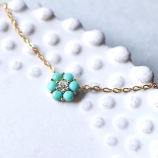 画像1: 冬の新作【限定7点】12月誕生石　天然ターコイズ　フラワー　サージカルステンレスネックレス  (1)