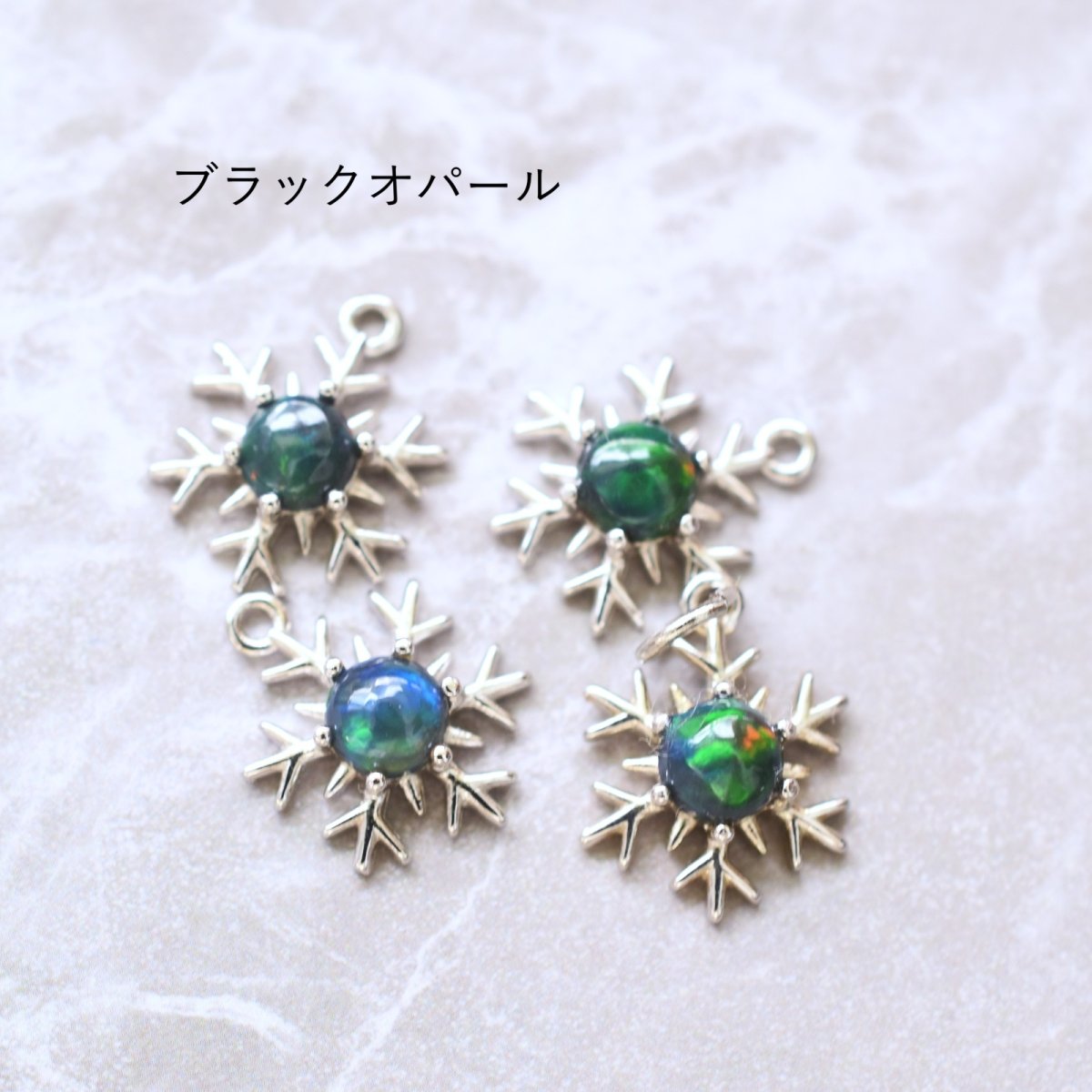 画像3: 冬の新作【選べる・数量限定】雪の結晶　エチオピアン　オパール　シルバー　サージカルステンレスネックレス40cm  (3)