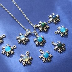 画像6: 冬の新作【選べる・数量限定】雪の結晶　エチオピアン　オパール　シルバー　サージカルステンレスネックレス40cm  (6)