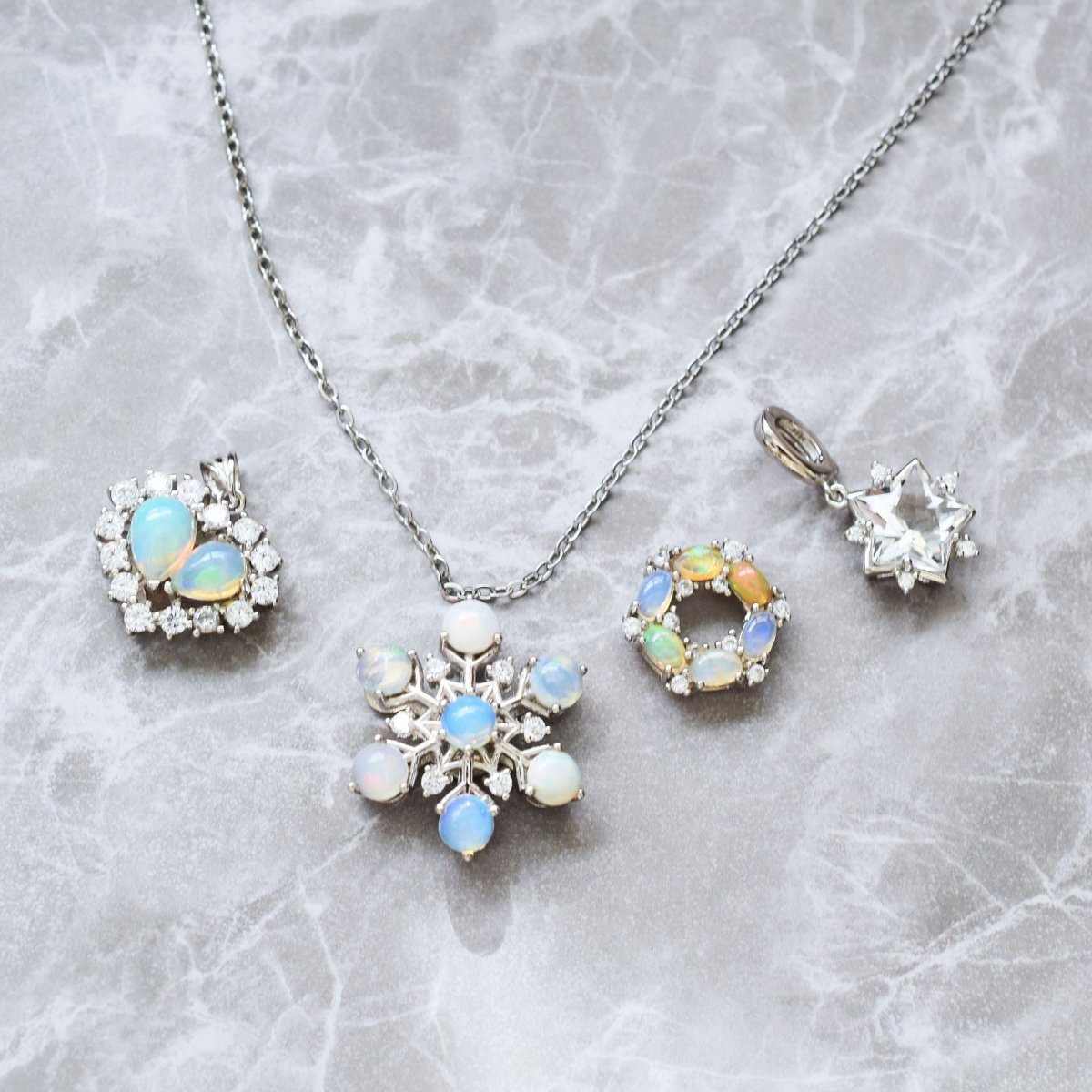 画像10: 冬の新作【限定２】宝石質　クリスタル　スター　ジェムカット　ペンダント　シルバー　サージカルステンレスネックレス (10)