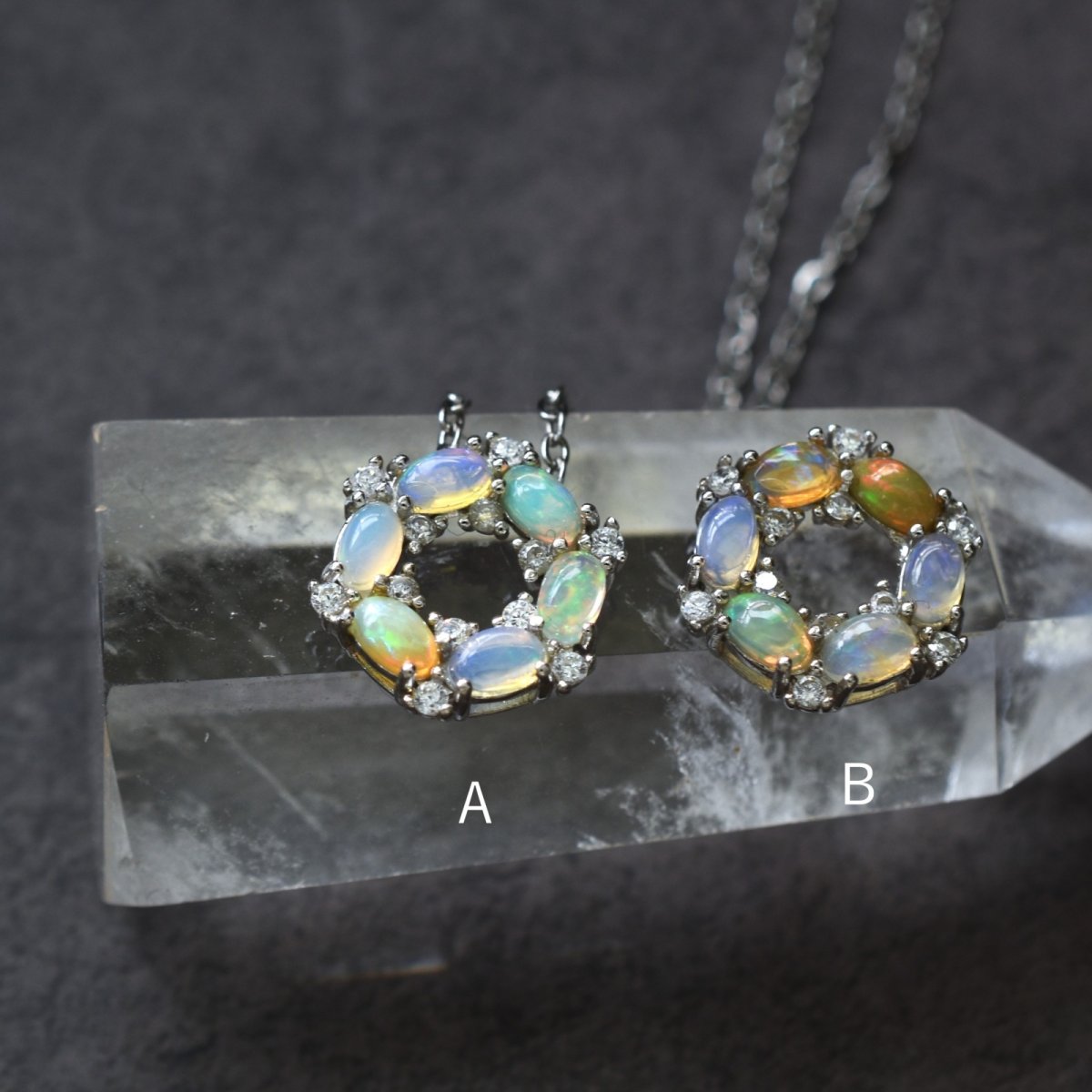 画像8: 冬の新作【選べる・各限定２】エチオピアンオパール　ペンダントトップ　サージカルステンレスネックレス  (8)