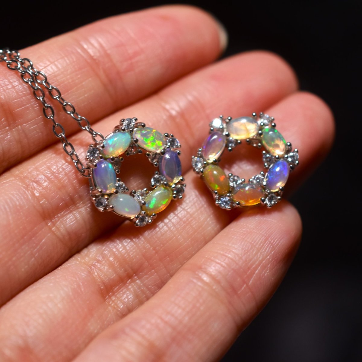 画像10: 冬の新作【選べる・各限定２】エチオピアンオパール　ペンダントトップ　サージカルステンレスネックレス  (10)