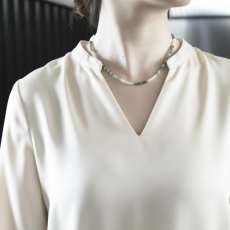 画像1: 夏の新作【汗をかく季節に♪】グリーンクォーツ　ショートネックレス　約42+5cm　サージカルステンレス金具  (1)