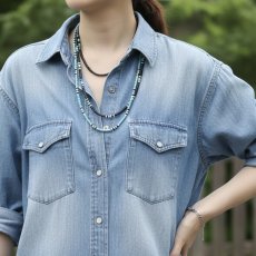 画像1: Creema特集掲載【男女兼用♪】選べる　エスニック風　ターコイズ　ショートネックレス　サージカルステンレス金具　41+5cm  (1)