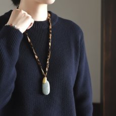 画像1: 18TH　Anniv.【限定８】大粒アマゾナイト　レオパードコード　ロングネックレス (1)