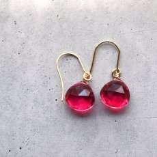 画像5: 半額SALE【限定数のみ・金具変更可能】ラズベリーピンク　クォーツ　トリプレットマロンカット　サージカルフックピアス (5)