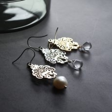 画像7: ひとめぼれ新作2026【選べる】シャンデリアレース　　翡翠・モリオン・パール・クリスタル　サージカルステンレスピアス  (7)