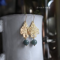 画像5: ひとめぼれ新作2026【選べる】シャンデリアレース　　翡翠・モリオン・パール・クリスタル　サージカルステンレスピアス  (5)