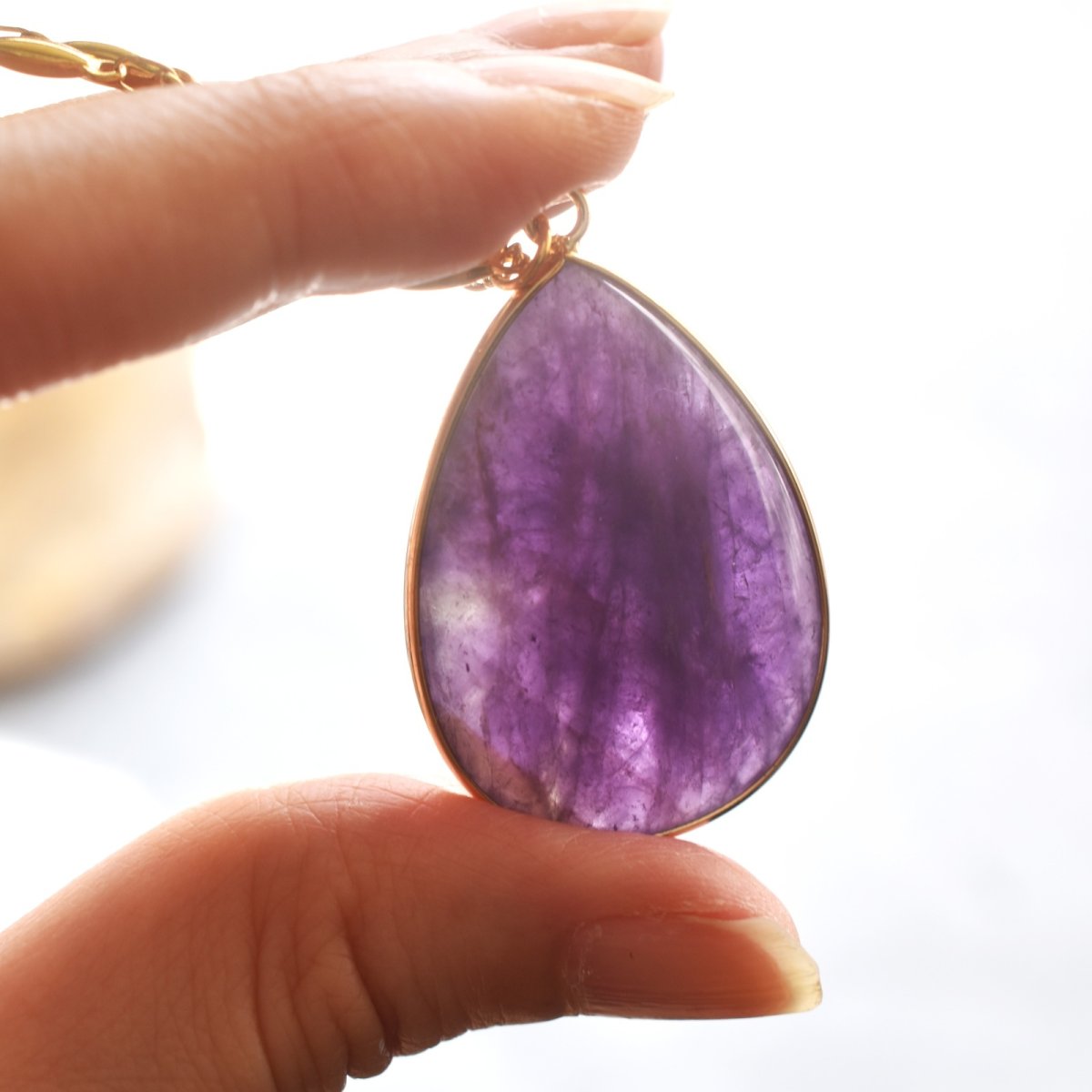 画像6:  春の新作【限定数のみ】超大粒　原石の風合い　アメジスト　ペンダント　サージカルステンレスネックレス  (6)