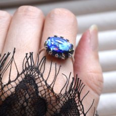 画像5: 春の新作【数量限定・フリーサイズ】幻想シラー　ヴィンテージ　チェコガラス　ドラゴンズブレス　SV925(指輪）  (5)