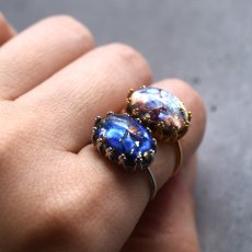 画像1: 春の新作【数量限定・フリーサイズ】幻想シラー　ヴィンテージ　チェコガラス　ドラゴンズブレス　SV925(指輪）  (1)