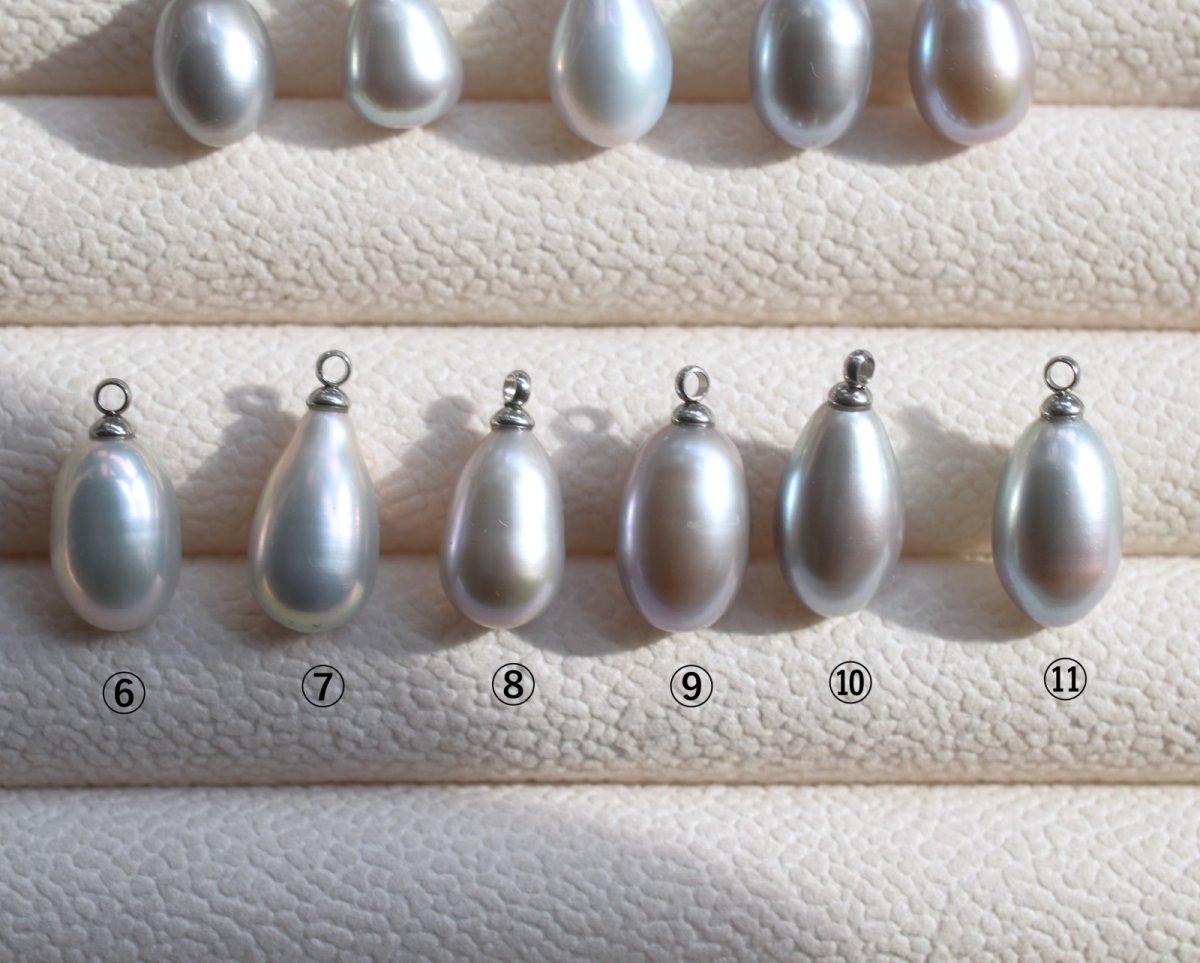 画像4:  春の新作【選べる】大粒　AAAAランク　グレーシルバー　淡水パール　ドロップ　サージカルステンレスネックレス  (4)