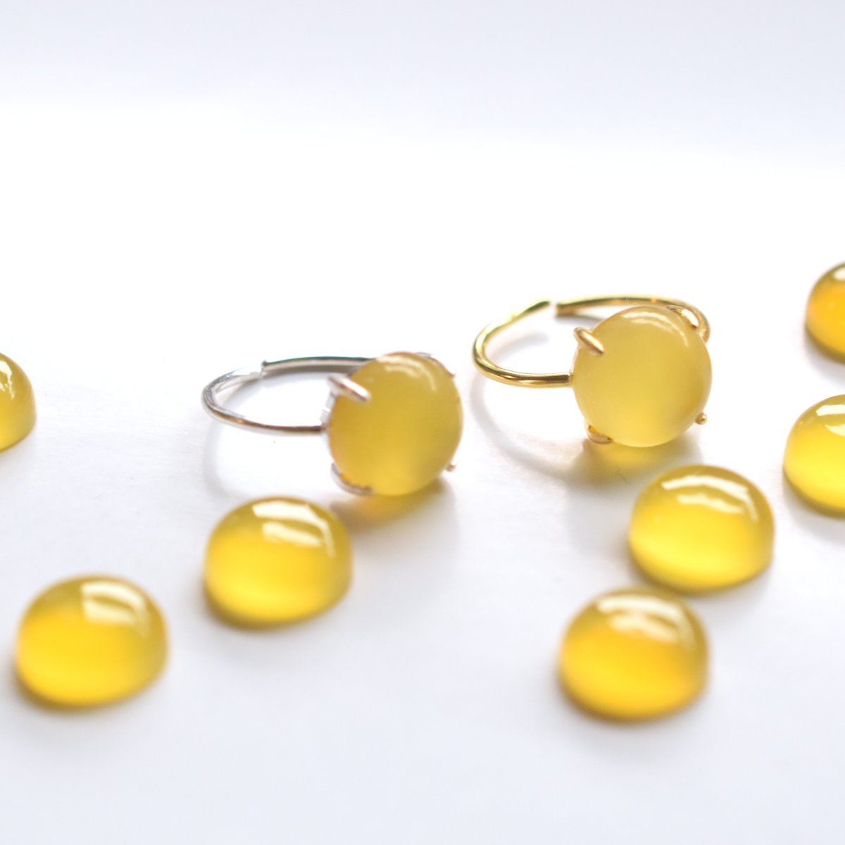 画像14: 春の新作【金属アレルギー対応】ミモザイエロー　イエローカルセドニー　SV・サージカルステンレス(指輪）  (14)