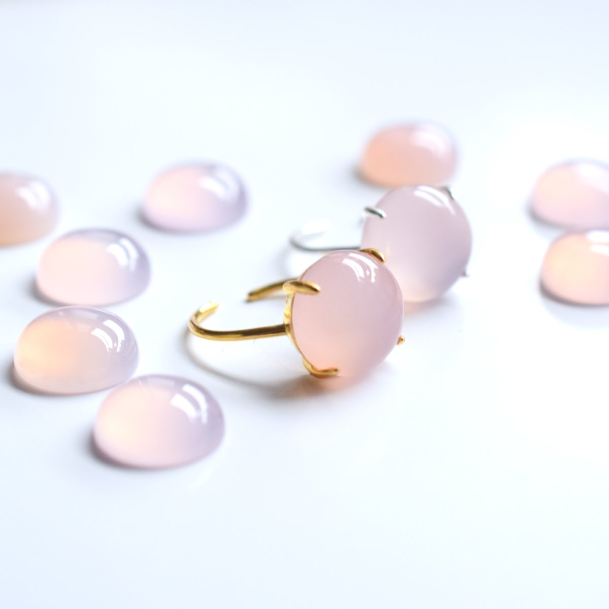 画像6: 春の新作【金属アレルギー対応】大粒　桜ピンク　ピンクカルセドニー　SV・サージカルステンレス(指輪） (6)