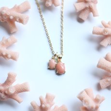 画像2:  春の新作【少量のみ・サイズ選択】希少！高知沖産　天然　ピンクコーラル　珊瑚　ミニ　サージカルステンレスネックレス40cm  (2)