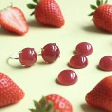 画像1: 春の新作【金属アレルギー対応】大粒　ストロベリーピンク　ピンクカルセドニー　SV・サージカルステンレス(指輪）  (1)