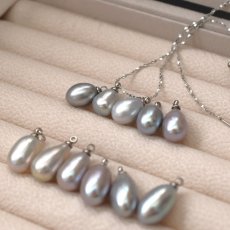 画像14:  春の新作【選べる】大粒　AAAAランク　グレーシルバー　淡水パール　ドロップ　サージカルステンレスネックレス  (14)