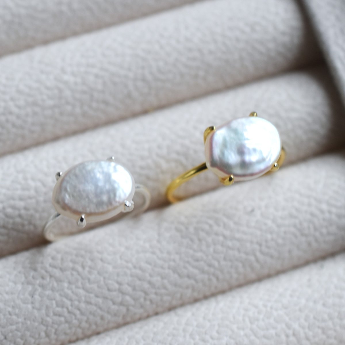 画像4: 春の新作【金属アレルギー対応】大粒　淡水パール　オーバル　SV・サージカルステンレス(指輪）  (4)