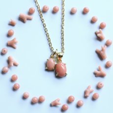 画像1:  春の新作【少量のみ・サイズ選択】希少！高知沖産　天然　ピンクコーラル　珊瑚　ミニ　サージカルステンレスネックレス40cm  (1)