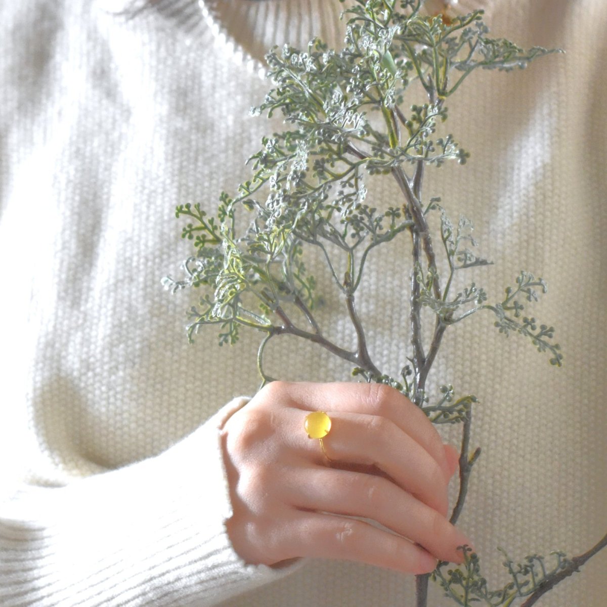 画像7: 春の新作【金属アレルギー対応】ミモザイエロー　イエローカルセドニー　SV・サージカルステンレス(指輪）  (7)